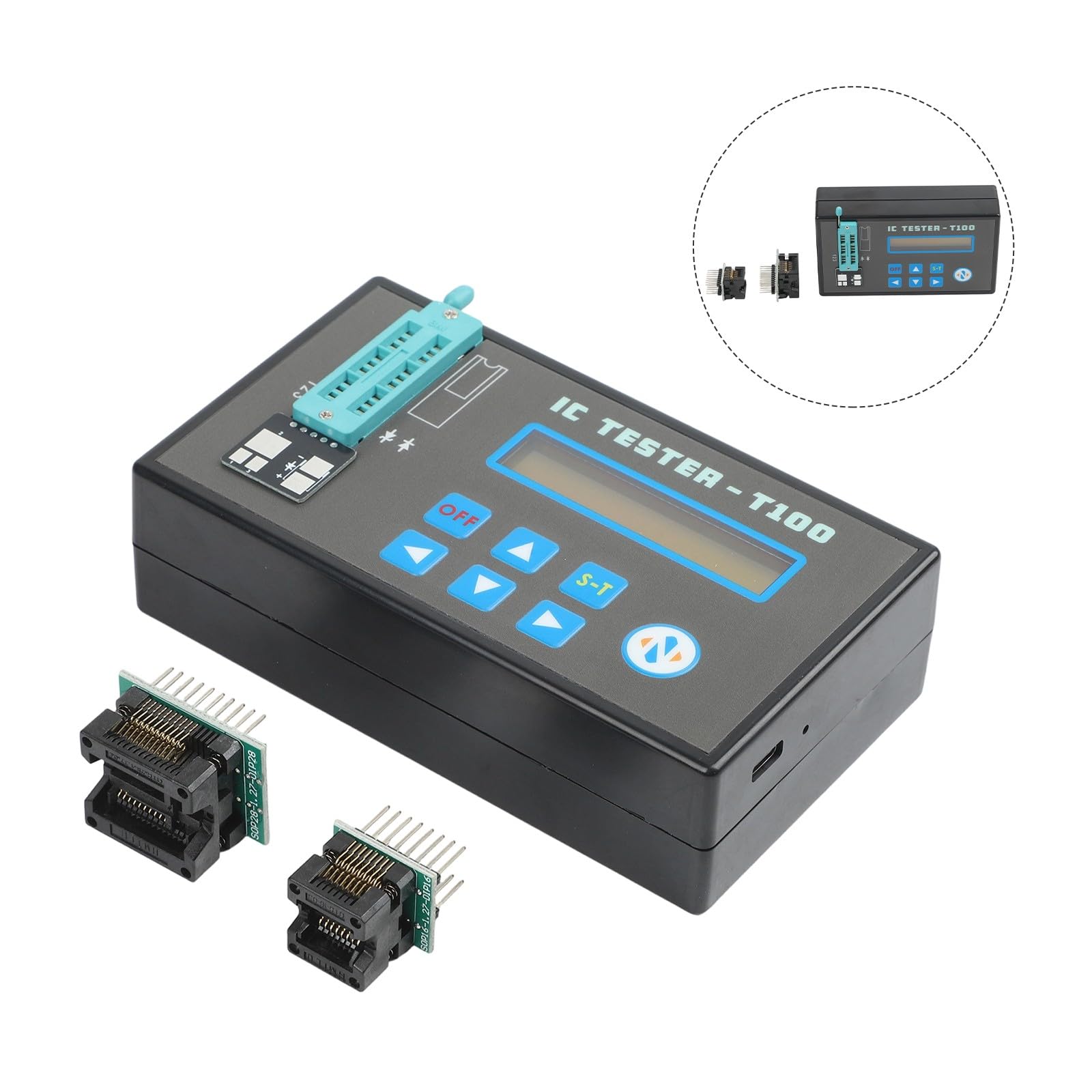 EasyByMall Tester per circuiti integrati a LED con oltre 1300 modelli di chip, transistor e rilevatore di diodi per serie 74HC/74LS/CD40, ricaricabile da 800 mAh