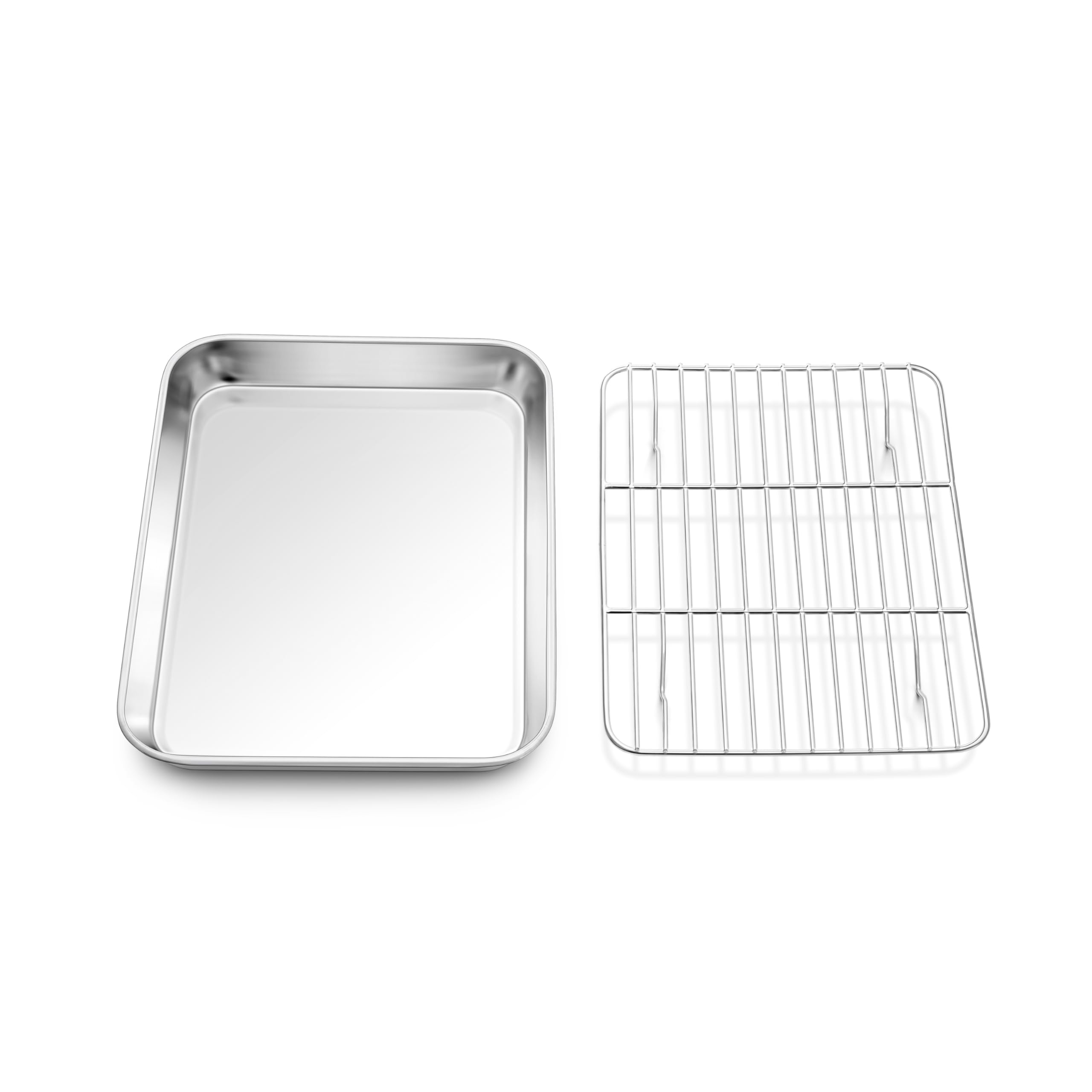 Onader Mini Oven Tray with Cooling Rack, Rectangular Baking Tray with Cake Rack, Cooling Rack for Baking, 23.7 x 17.7 x 2.5 cm, Easy to Clean and Healthy
