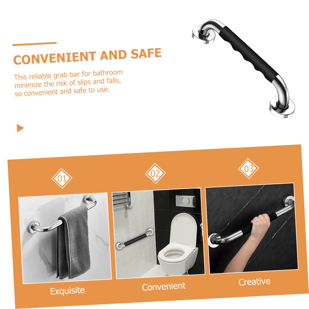 PACKOVE Barra Riesgos Inoxidable de Acero y para Ducha Apoyo de Baño Manija Antideslizante que de Caídas, Adecuado para Personas Mayores y Pasillos