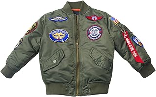 [D.IIZOO] 秋冬服 子供用 MA-1 フライトジャケット 中綿入り キッズ ミリタリージャケット ナイロンジャンパー カジュアルブルゾン 防寒 暖かい 撥水 アウター おしゃれ F1127D