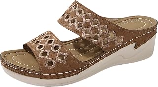 Sandalias de verano para mujer, tacón oblicuo, punta abierta, color liso, bordado, suela gruesa