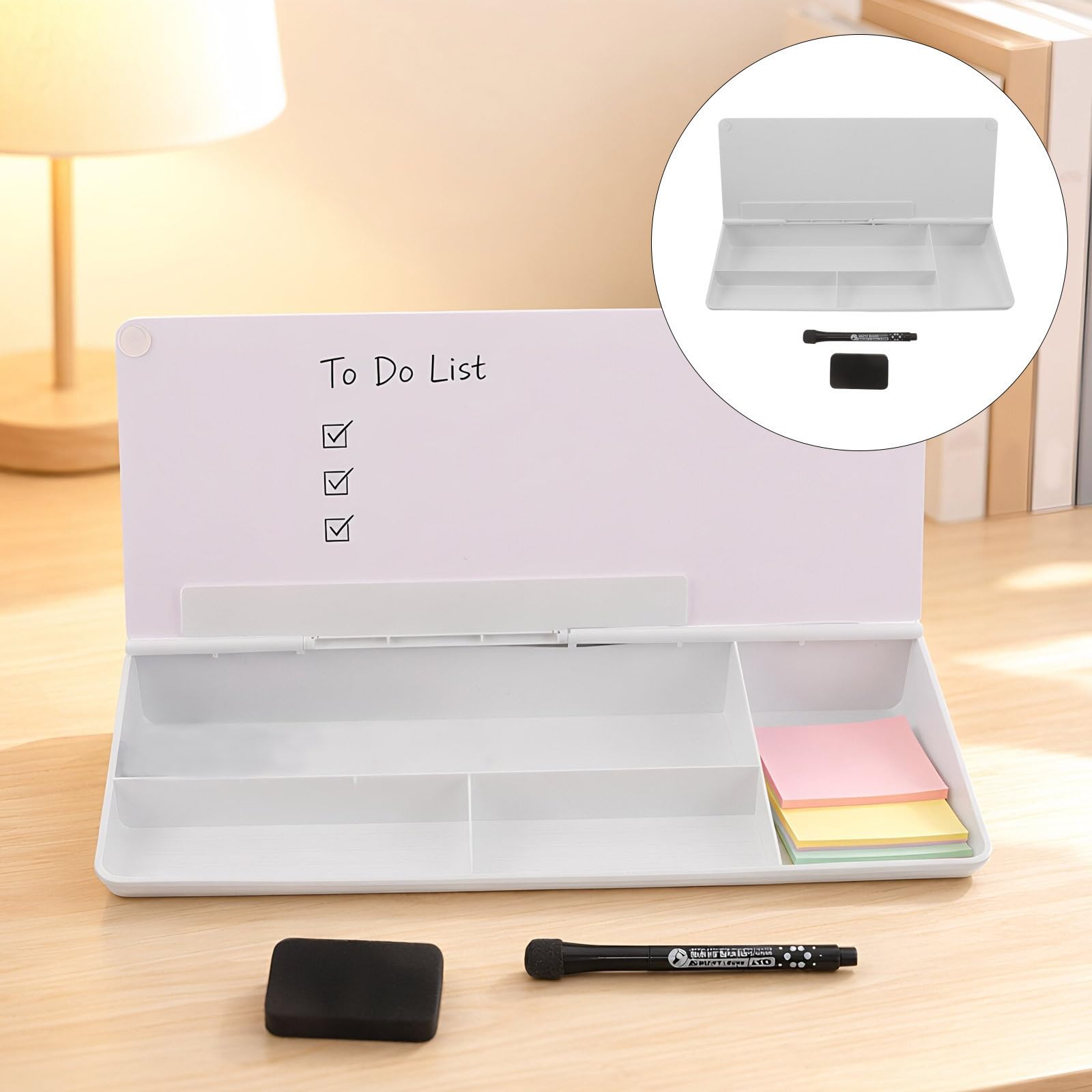 Gadpiparty Desktop Glas Whiteboard mit Ablage, Stifthalter und