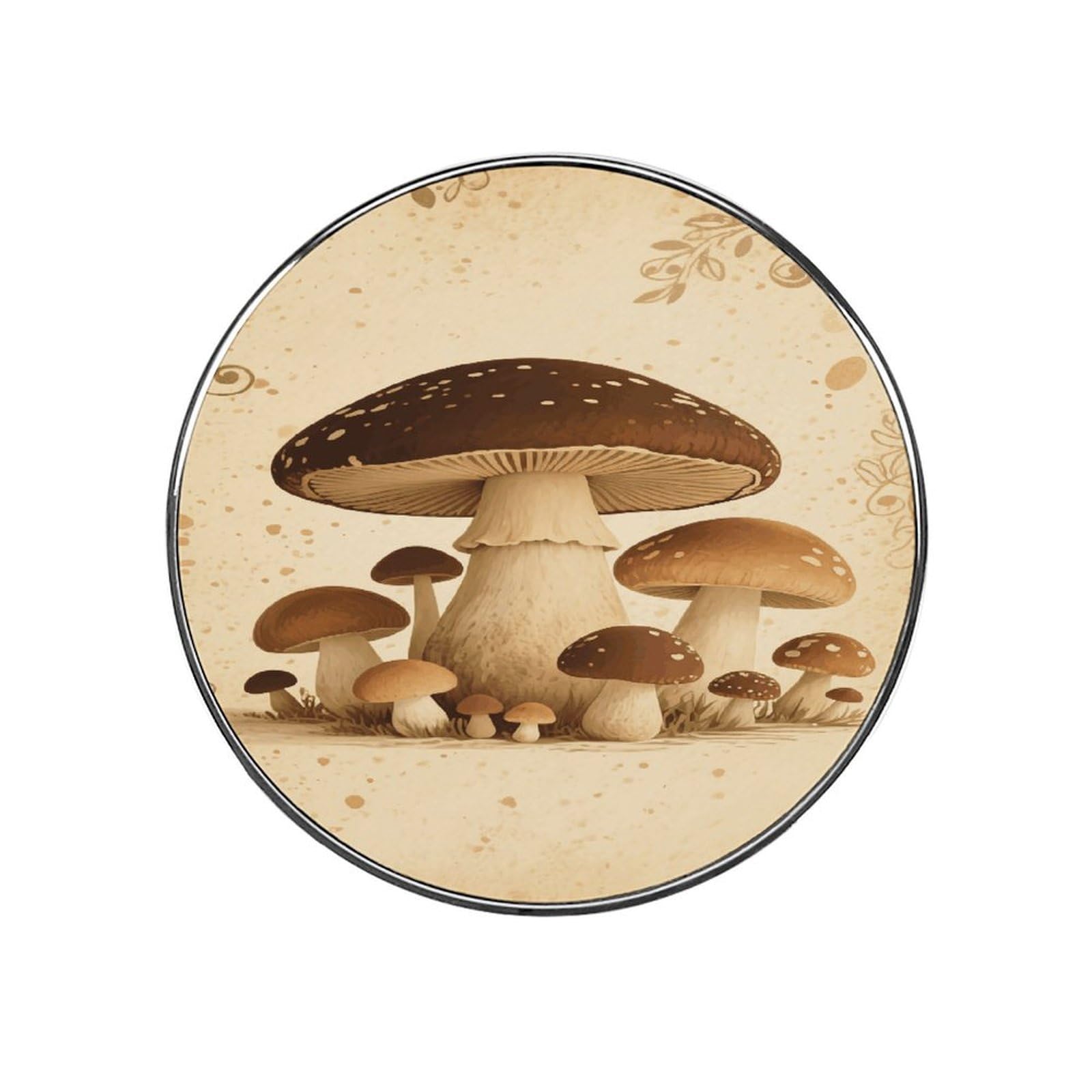 Refrigerator Magnet Vintage Mushroom Printing Fridge Magnet Alloy Material,Fun Personalized Refrigerator Sticker Round Decorative Magnet for Whiteboard Kitchen Locker