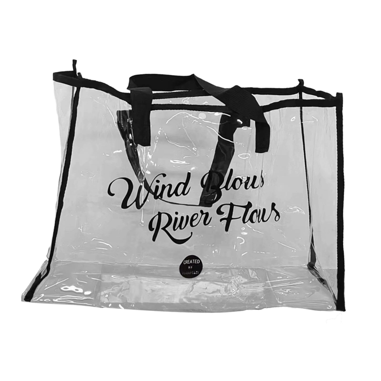 Clear Tote Bag Large Capacity Travel Bag Lightweight Multipurpose Beach Tote Black-image-11