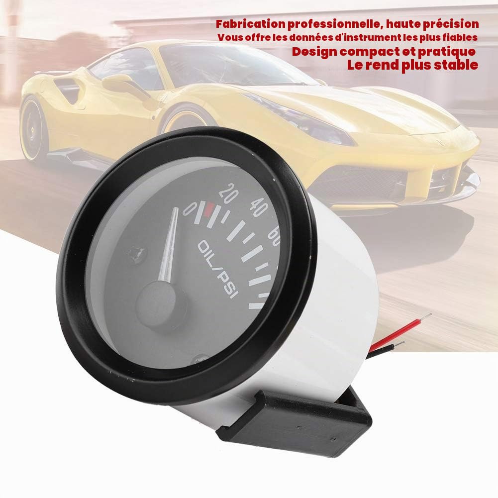 Indicateur de Pression d'Huile Électromagnétique Universel pour Voiture 52mm/2in 12V