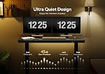 Glass Standing Desk with Drawers, 40 Inch Adjustable Stand Up Desk, Quick Install Home Office Computer Desk with USB Ports, Black