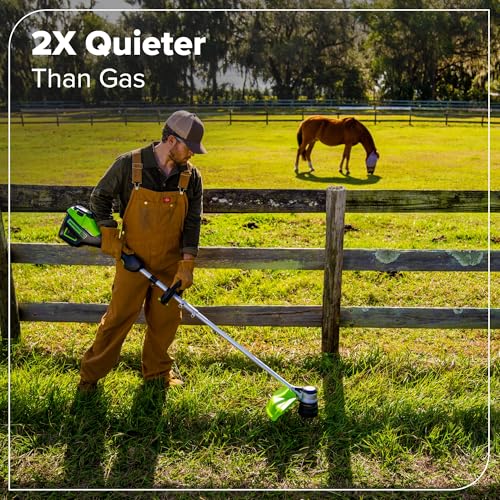 Image of Greenworks 60V 16 Inch Brushless Cordless String Trimmer, Weed Wacker /Weed Eater with 2.5Ah Battery & Charger, Load N' Go Bump Feed, 53min Runtime, 26cc Gas Equivalent, 4 Year Warranty