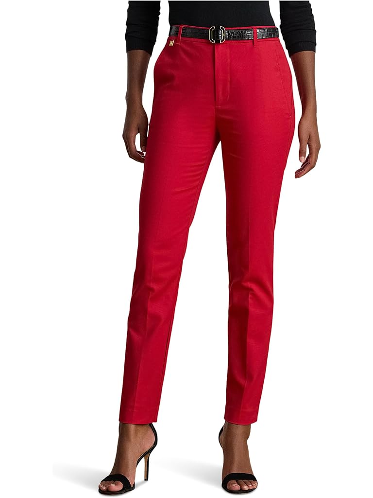Red Lauren Ralph Lauren Double-Faced Stretch Cotton Pants