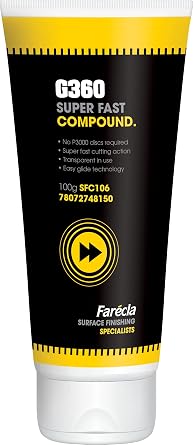 Far cla G360 Super Fast Compound 100g Tube SFC106 - Trial Size Heavy Cut Compound for Cars, Removes P1500 Sanding Marks, No P3000 Needed, Fast Cutting, High Gloss, Permanent Results