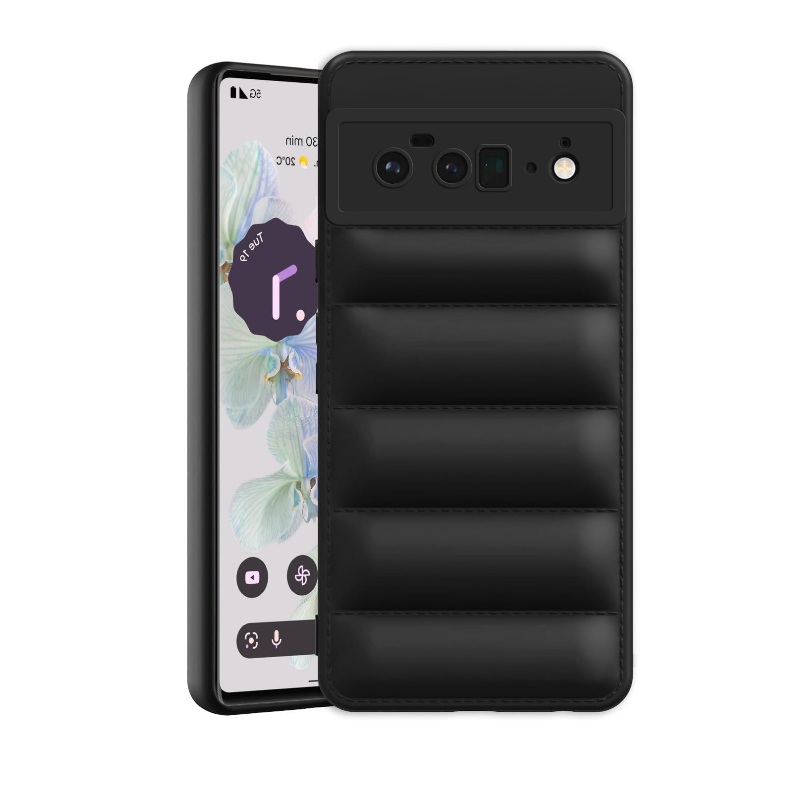 Amazon Brand - Solimo Puffer Case Camera Protection Soft Back Cover for Google Pixel 6 Pro - Black (B0CV547WND) Amazon Price History, Amazon Price Tracker