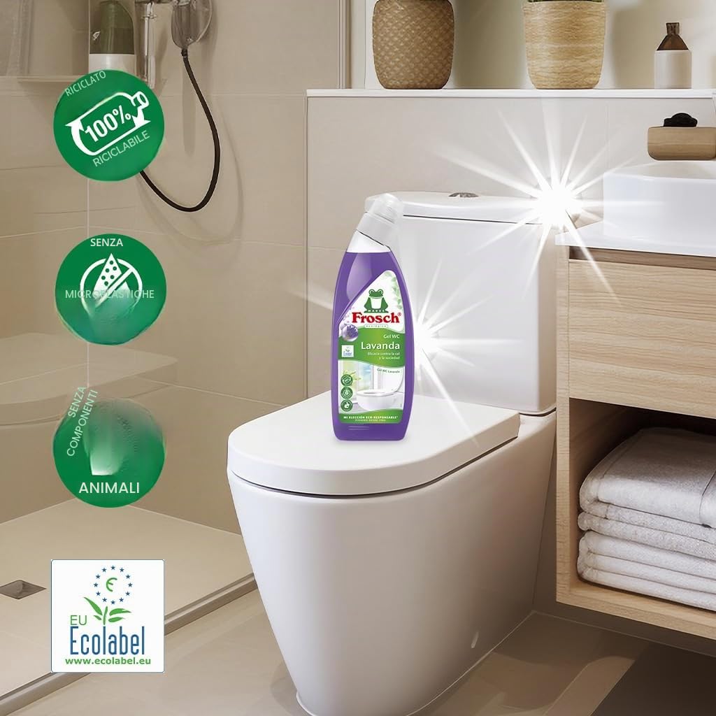 Frosch - Gel WC Ecológico, Limpiador de Cal y Residuos Para Inodoro, Higienizante con Lavanda - 750 ml