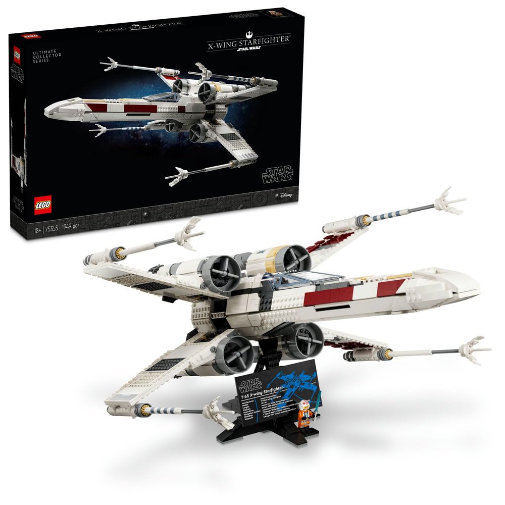 75355 Star Wars X-Wing Starfighter Set, Ultimate Collector Series Model Kit for Adults to Build with Luke Skywalker Minifigure and R2-D2 Droid Figure, The Mandalorian Gifts for Men and Women