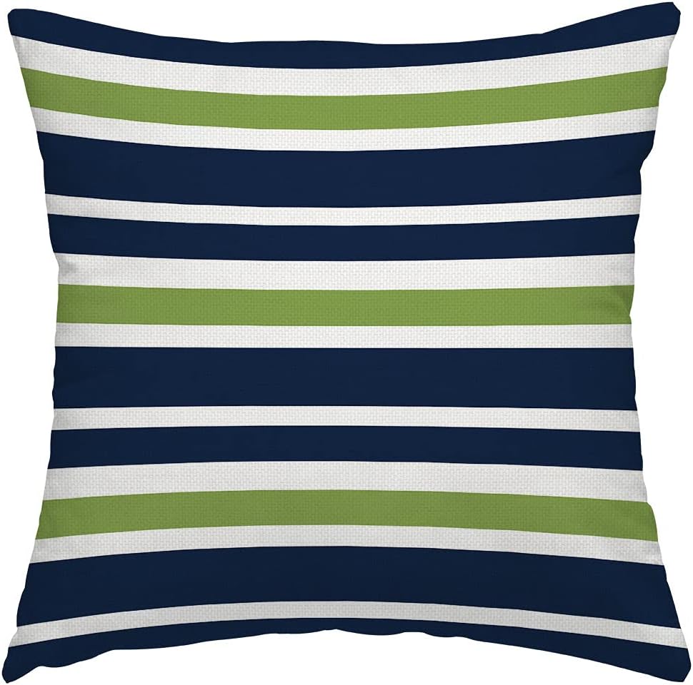 Swono Navy Blue Throw Pillow Cover Lime Green and White Decorative Pillow Case Home Decor Square 16x16 Inches Pillowcase