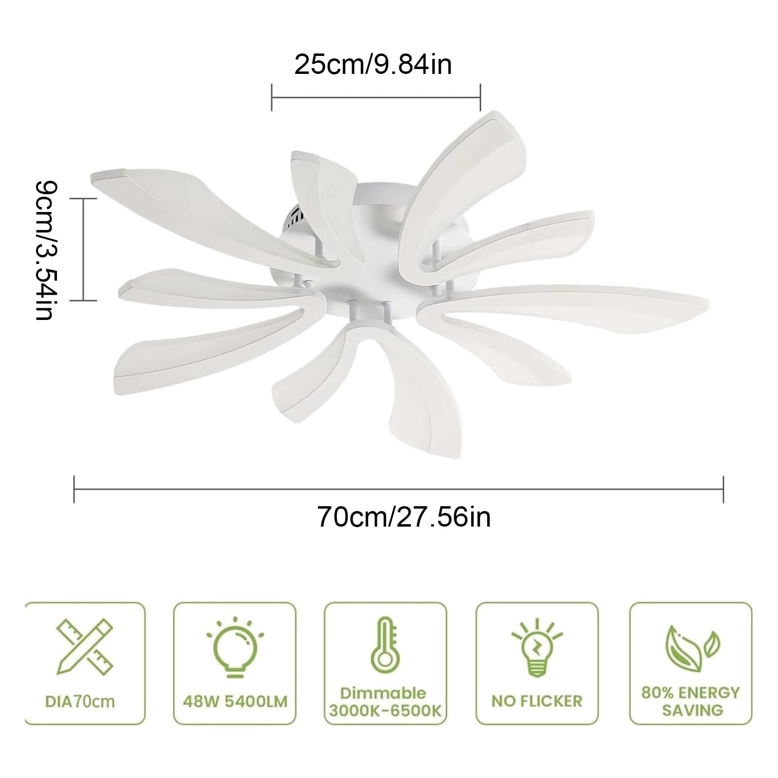 Comely LED Deckenleuchte Dimmbar 48W 5400 lm 3000–6500K 70 cm mit Fernbedienung Acryl Moderne Flache Lampe Weiß für Wohnzimmer Schlafzimmer Küche Büro