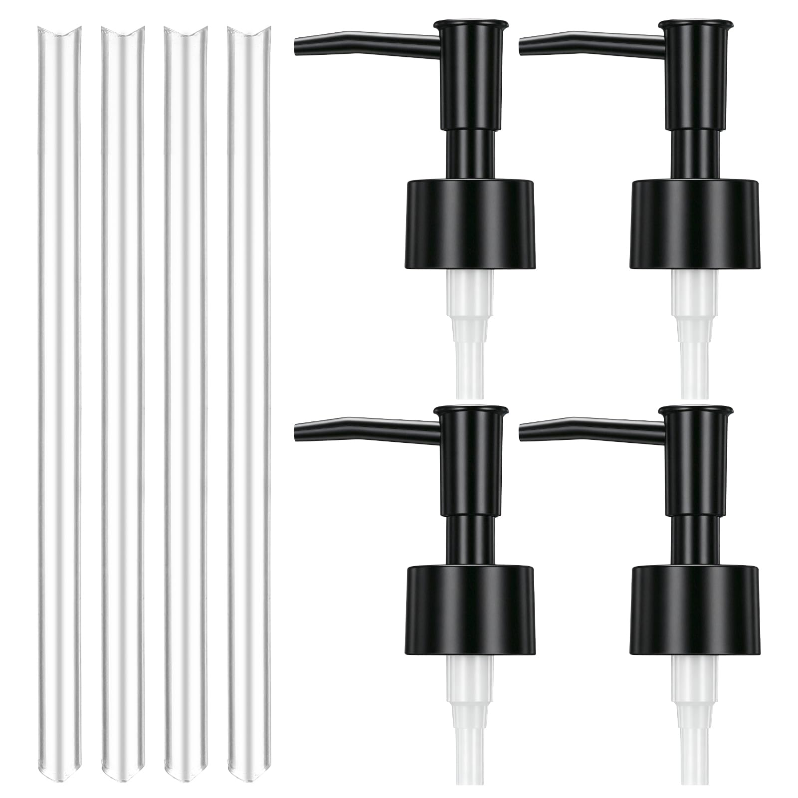 4 Pack Soap Dispenser Pump Replacement, Black Soap Pump Replacement for Liquid Soap Lotion Dispenser Pumps, Reusable PP Head Soap Dispenser Top for Kitchen Bathroom