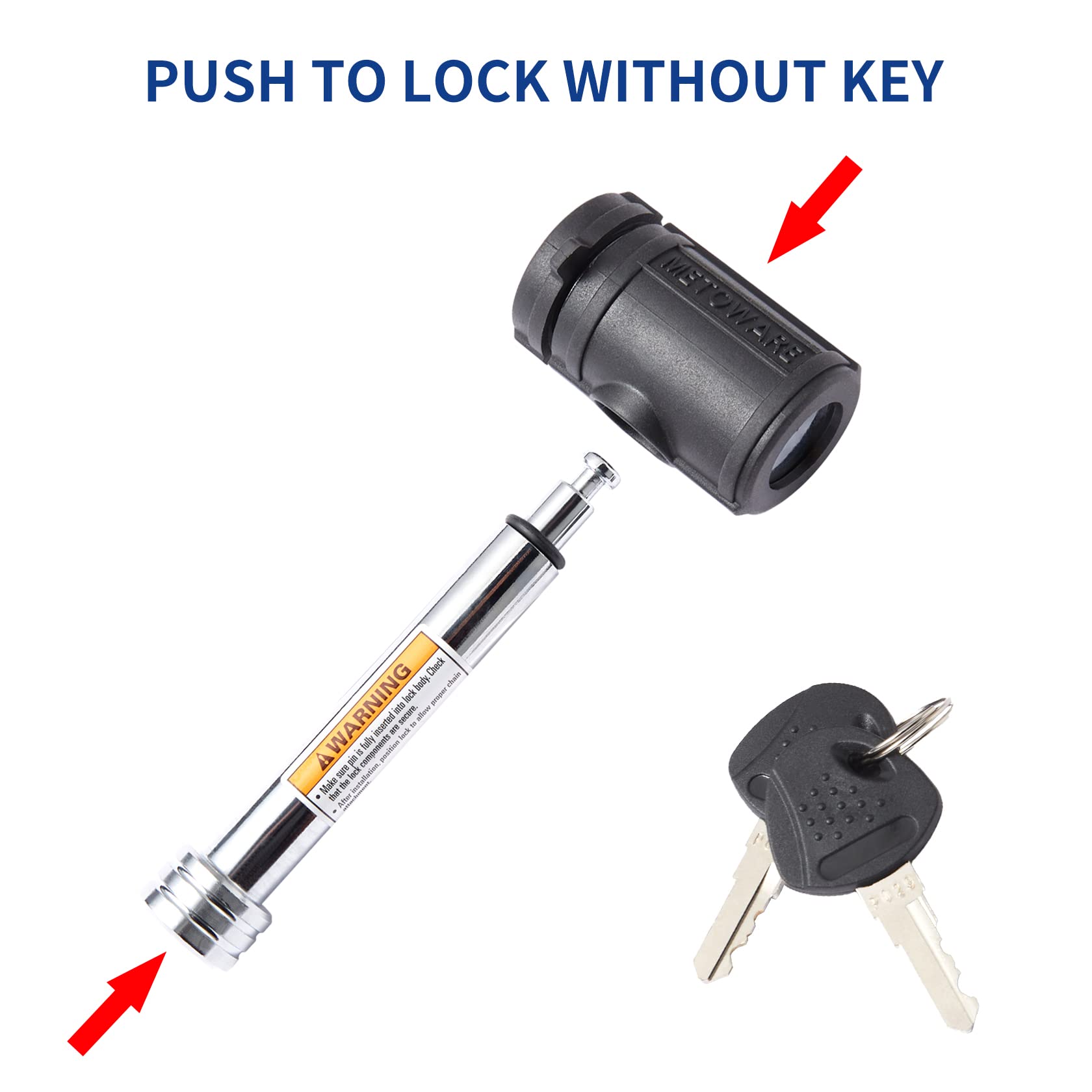 METOWARE Trailer Hitch Receiver Lock - 5/8" Pin Swivel Head Lock For 2" Or 2.5" Class III/IV/V Hitches - View #7