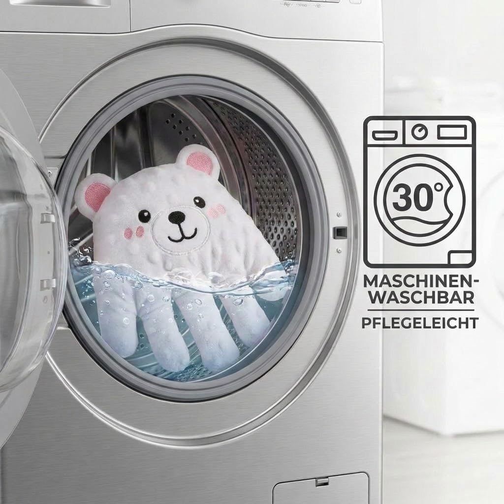 H.V. 3-in-1 Weißer Bär | Plüschtier mit Bewegungsfunktion & Fernbedienung | Abnehmbares Wärmekissen | Waschbarer Bezug | Atmungsaktive Materialien
