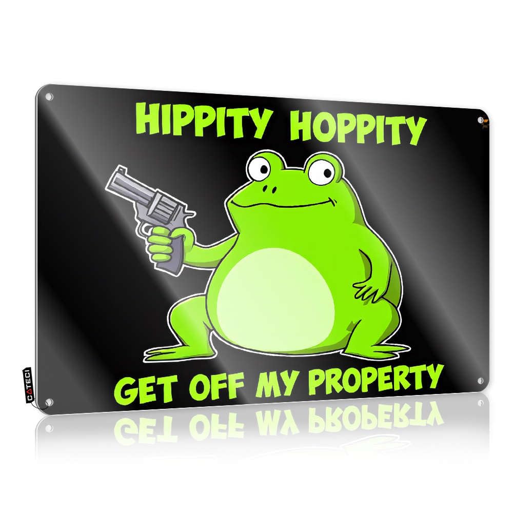 Decor For Man Cave Hippity Hoppity, Get Off My Property. Tin Sign Bar Open Metal Sign Metal Home Bar Signs(30X40CM)