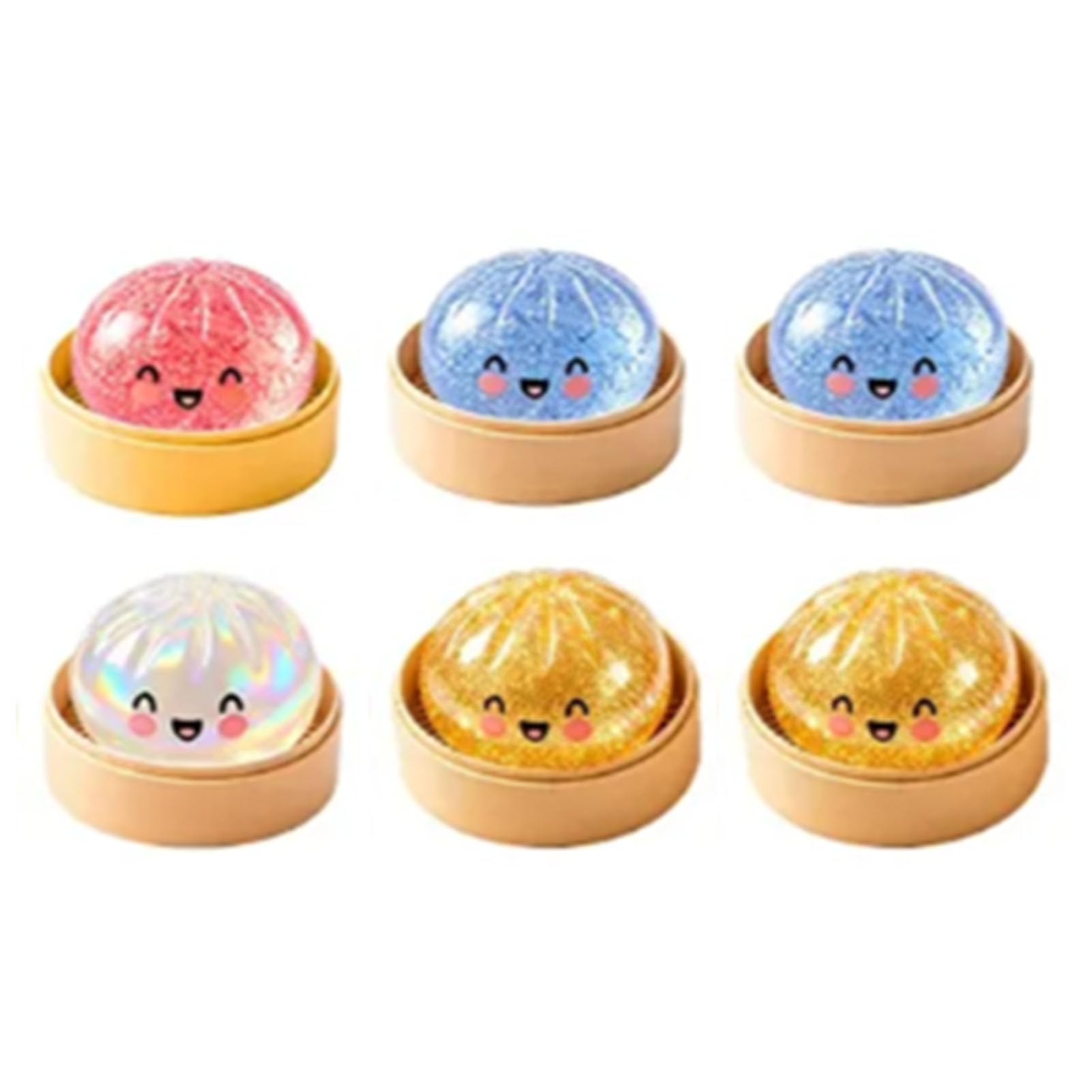 Zunate 6PCS Paillettes Pain Cuit à la Vapeur Balles Anti-Stress Jouet