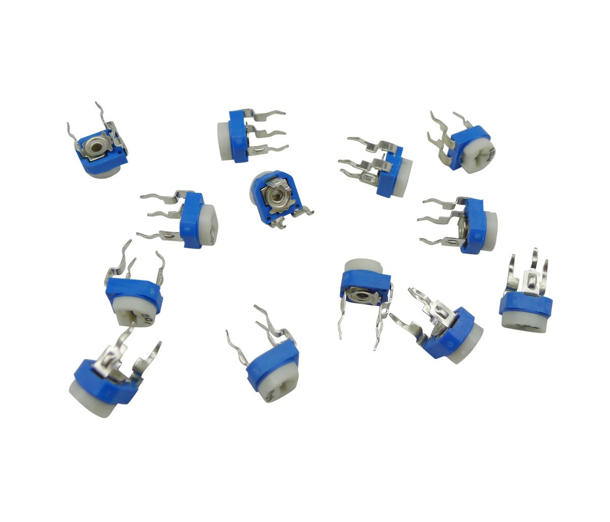 Amazon.co.jp: KKHMF 抵抗器パック100Ω-1M 青い白い水平可変抵抗バッグ