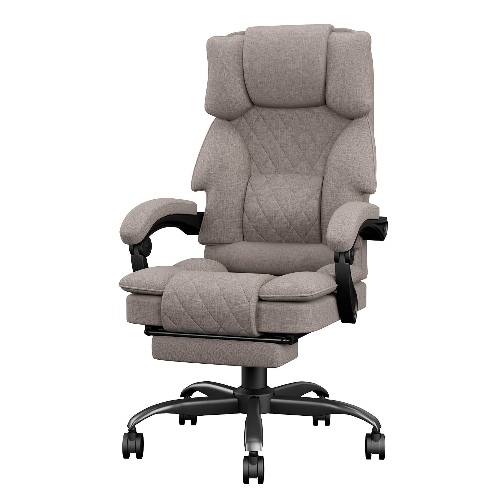 Submi Computer Chair, Ergonomic Chair, Breathable Desk Chair for Adults, Big and Tall Office Chair with Footrest ＆ Wide Seat, Executive Computer Chair for Home, Study, Gift, 400LBS, Light Brown