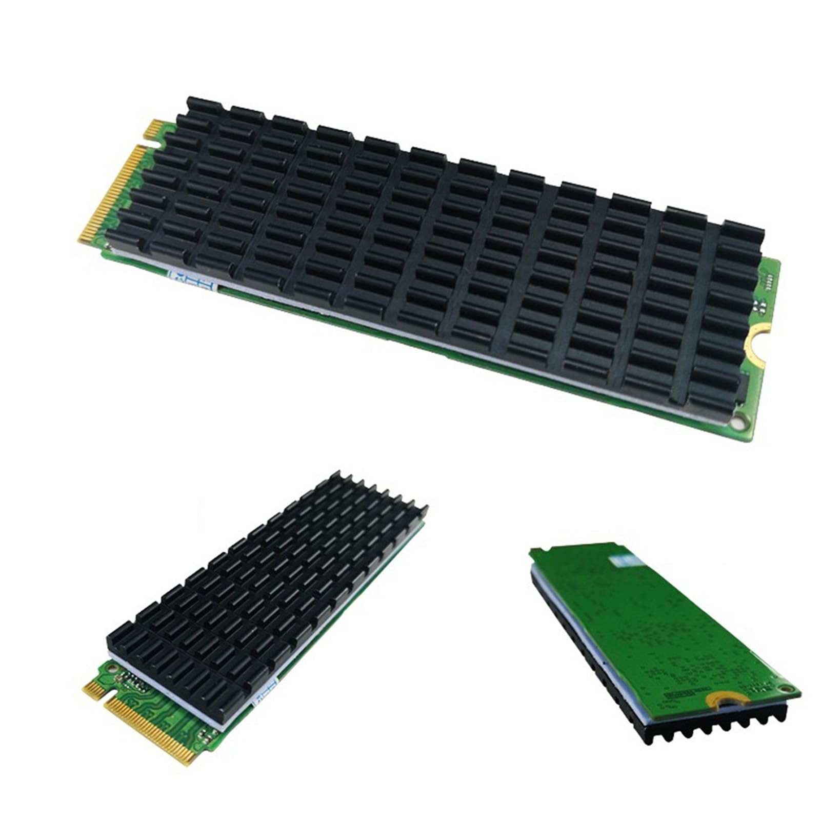 ASHATA PCIE M.2 SSD 2280 radiator, żebro chłodzące PCIE M.2 Chłodnica SSD do laptopa stacjonarnego, z głównym układem sterującym, nano przewodzące ciepło silikonowe żebro chłodzące (czarne)