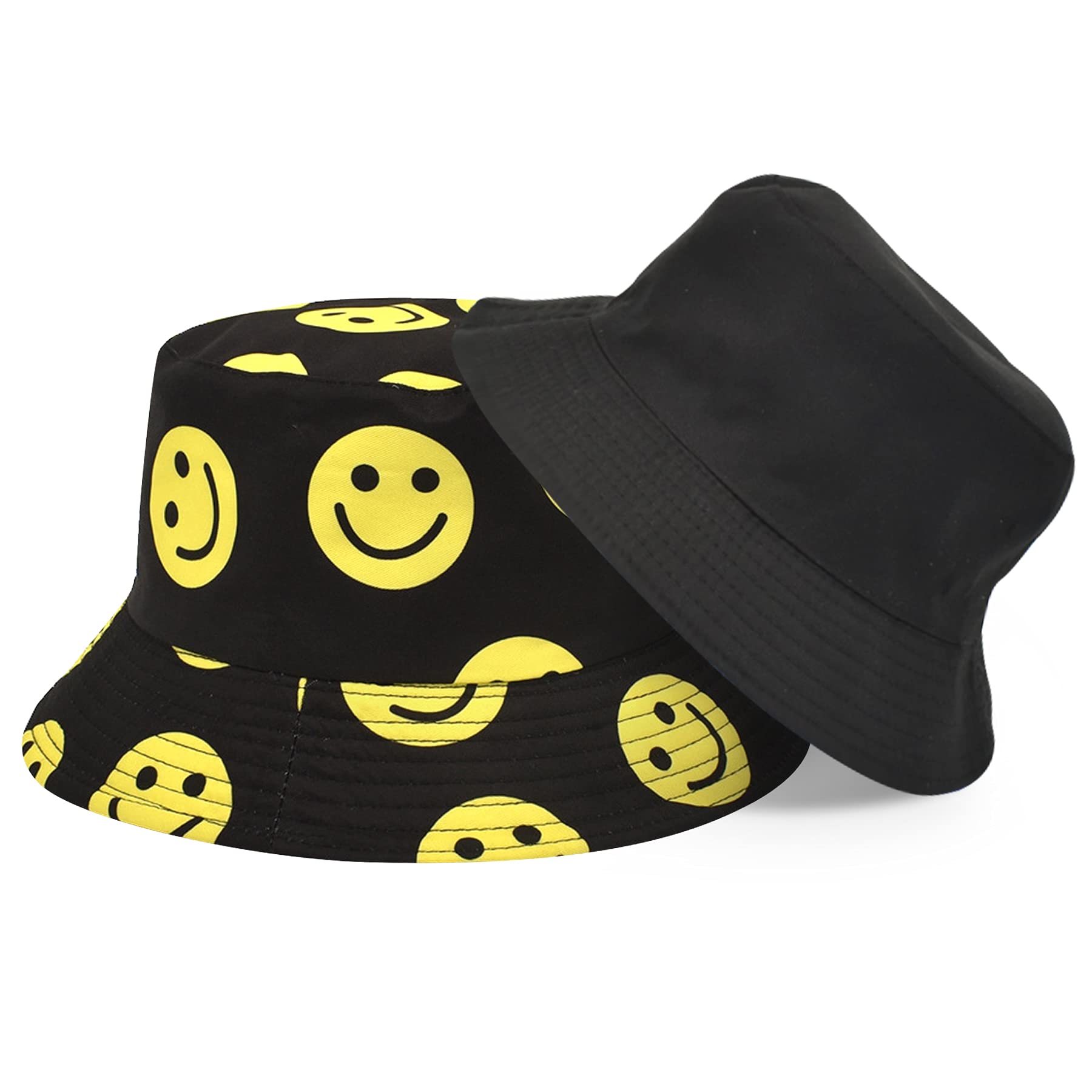 Bucket Hat Summer Sun Visor Hat Print Style Doubleside-Wear Beach Cap Foldable Wide Brim Outdoor Fishmerman Hat for Men Women