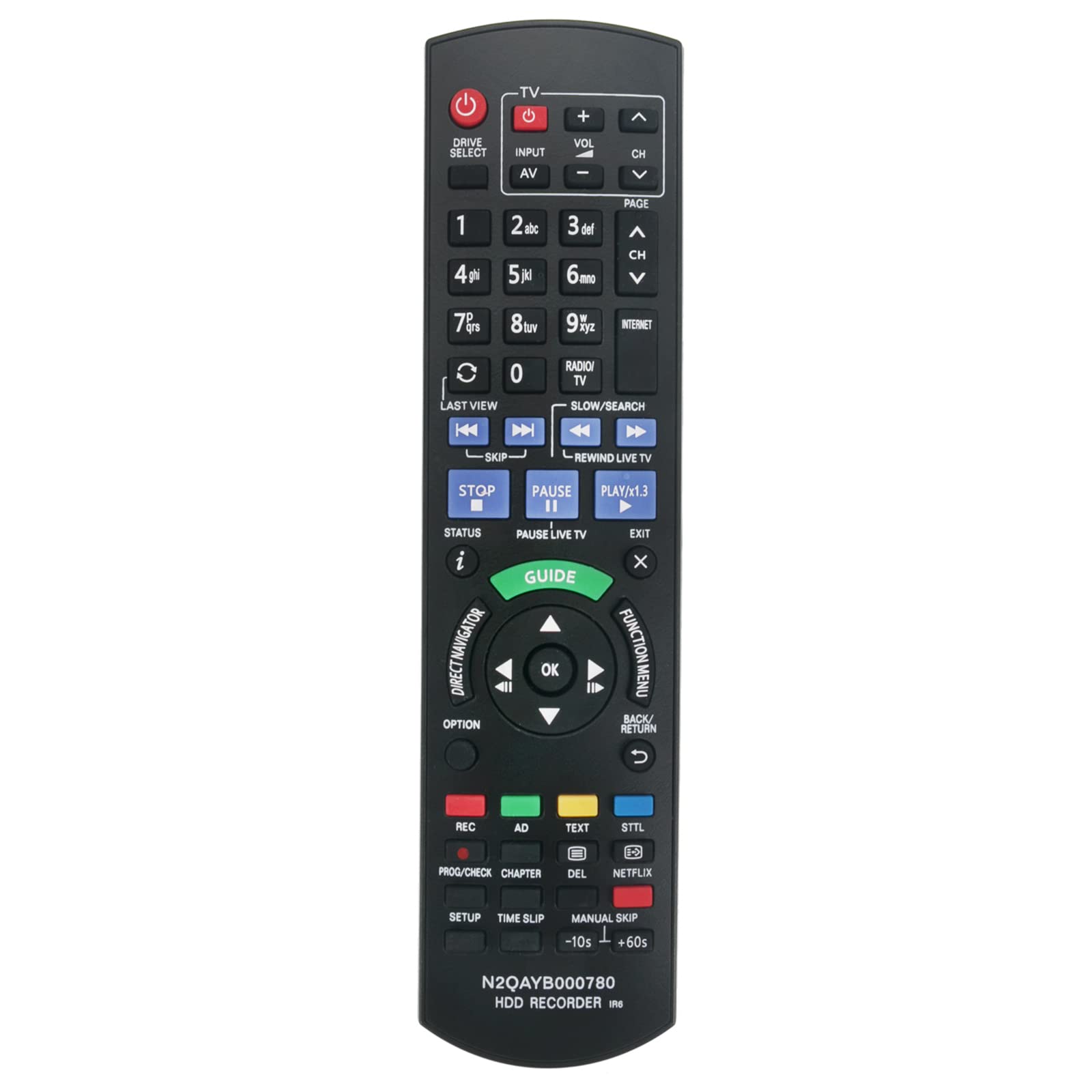 Replacement Remote Control Fit for Panasonic Blu-ray Disc Player HDD Recorder N2QAYB000764 DMR-HWT130 N2QAYB000780 DMR-HW220 N2QAYB000764 DMR-HW120 N2QAYB000780 - Image 3