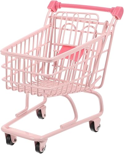 STOBOK Mini cesta de la compra en miniatura cesta de la compra de almacenamiento rosa mini cesta de supermercado muñecas juguete casa muebles