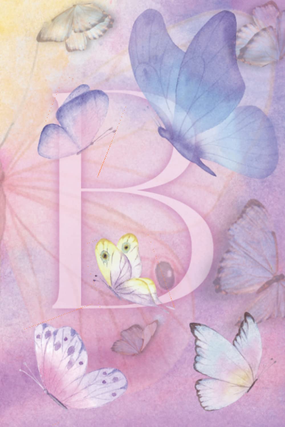 'B' Initial / Monogram Butterfly Notebook: A5 Glossy 120 ruled page notebook with a pastel watercolour butterfly design