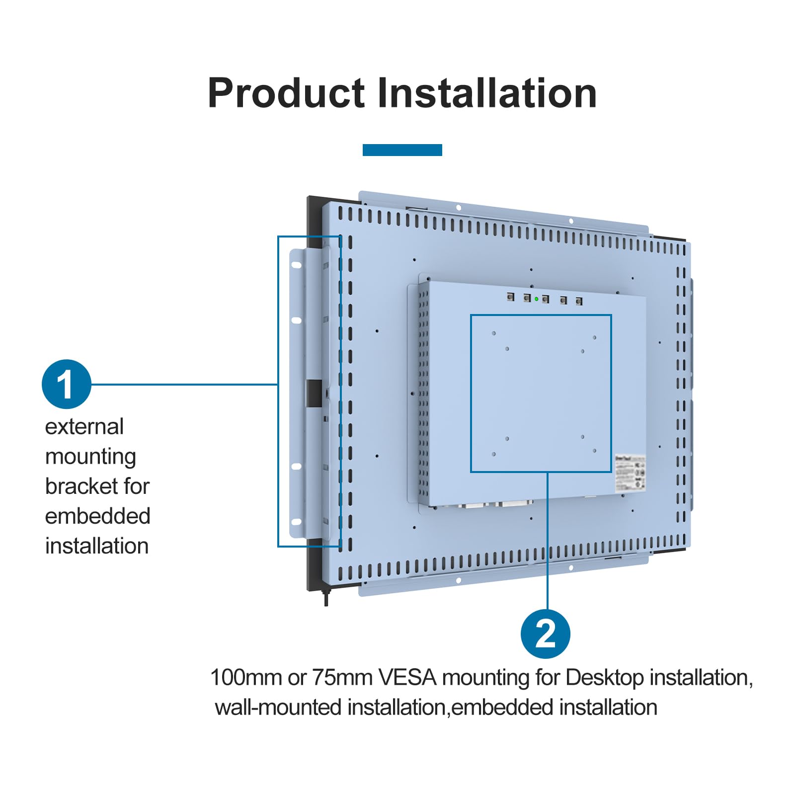 GreenTouch Écran tactile industriel 17" 10 points IR (infrarouge) à cadre ouvert - 1280 x 1024 - Boîtier en métal avec port HDMI, DVI, VGA intégré