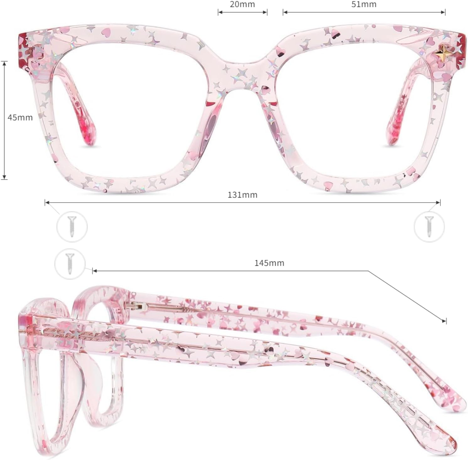 Firmoo Square Blue Light Blocking Glasses Women/Men, Computer Glasses/Gaming/TV/Phones for Screens，Anti Eyestrain & UV Glare Pink