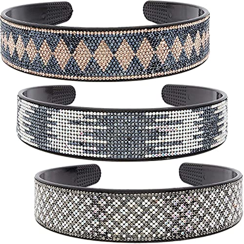 Juvale Crystal Beaded Rhinestone Headbands (3 Pack), 3 Designs
