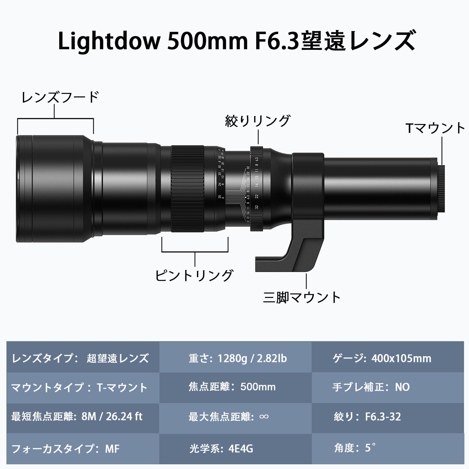 Lightdow 500mm F/6.3-32大型 望遠レンズ Amazon.co.jp: Lightdow 500mm F/6.3-32大型 望遠レンズ一眼