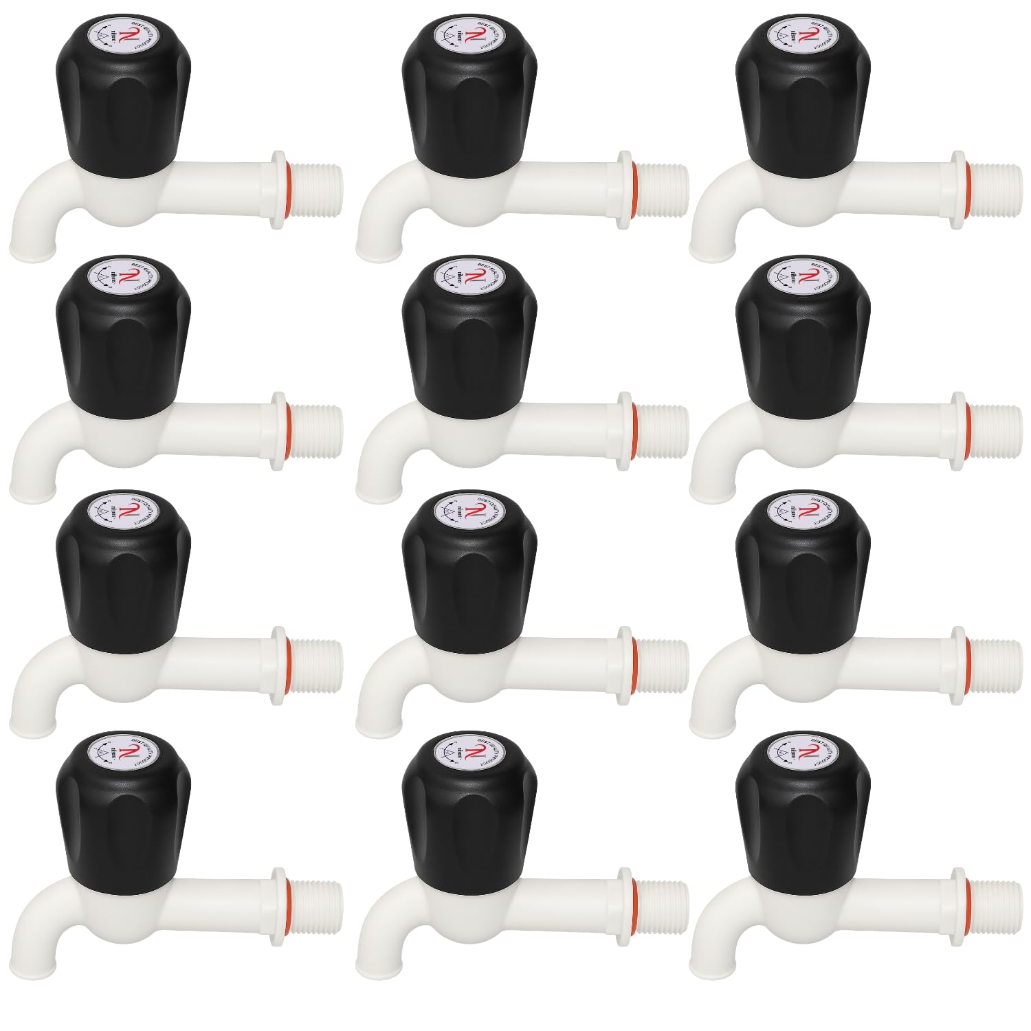 PVC Black Classic Bib Cock Tap (12 Pieces Bulk Pack) | Strong Plastic Water Tap for Home, Commercial & Rental Use | Wall Mounted Bib Cock-image-43