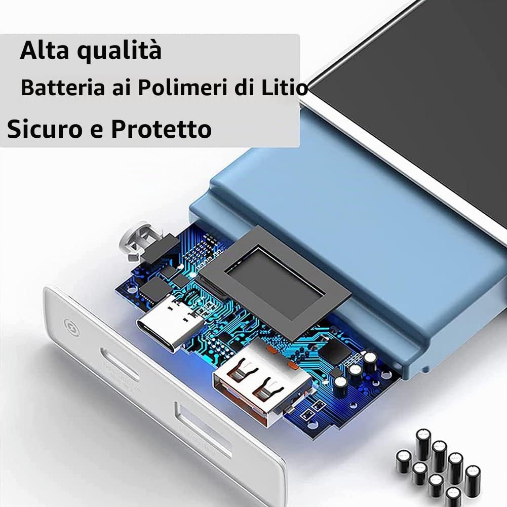 Caricabatterie Portatile 65W 50000Mah Power Bank, PD 20W QC3.0 Batteria Esterna A Ricarica Rapida con Display A LED, Caricabatterie di Emergenza per Cellulari E Altro,50000Mah,30000mah