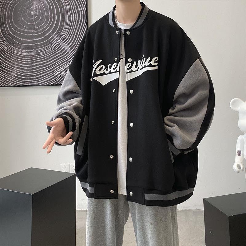 Y2k Grunge Fleece Baseball Uniform Baggy Embroidery Streetwear for Men Button on Jackets Oversized Acubi Outwear2