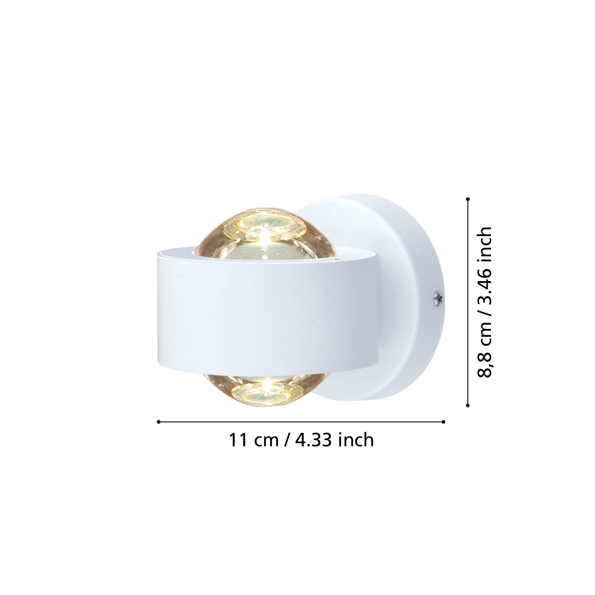EGLO LED Wandlampe Ono 2, 2 flammige Wandleuchte Up and Down Light | Wandstrahler innen aus Aluminium und Kunststoff, Wohnzimmerlampe in Weiß, Klar, LED Flurlampe, warmweiß