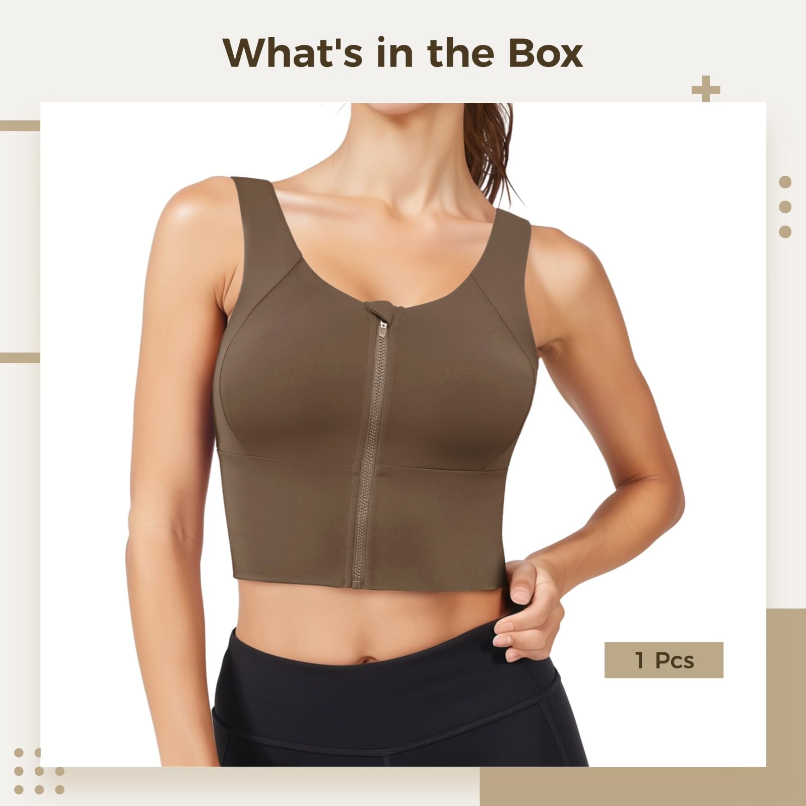 Brassière Femme à Fermeture Frontale, Soutien-Gorge de Sport zippé Devant, Tissu Extensible sans Coutures, Bretelles Larges, idéale après opération et pour Divers Sports, Taille XXXL