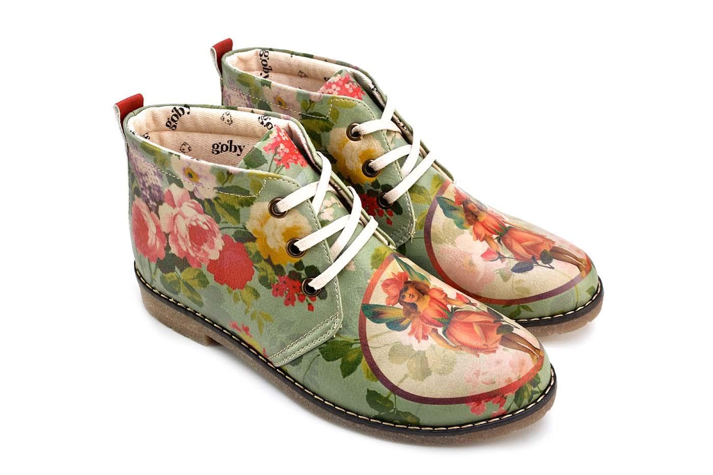 GOBY Botines con Cordones para Mujer - Botas Militares de Piel Vegana con Diseños Exclusivos - Zapatos de Invierno Casual y Elegantes - Cómodos y Originales