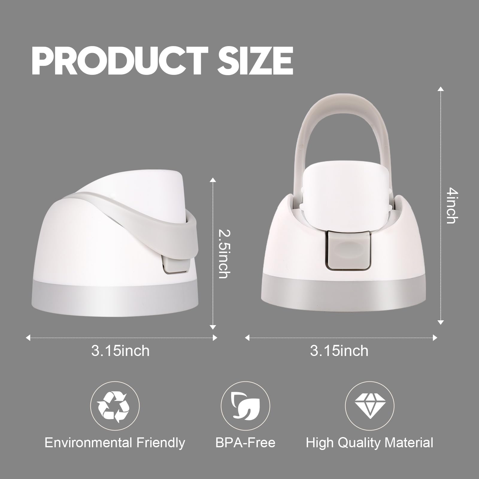 Ruzkq Replacement Lid for Owala, Compatible with Owala Cup 16oz 24oz 32oz 40oz, One Button Water Bottle Top Lid Replacement Accessory, Leakproof, BPA-Free (Ash White) - 4