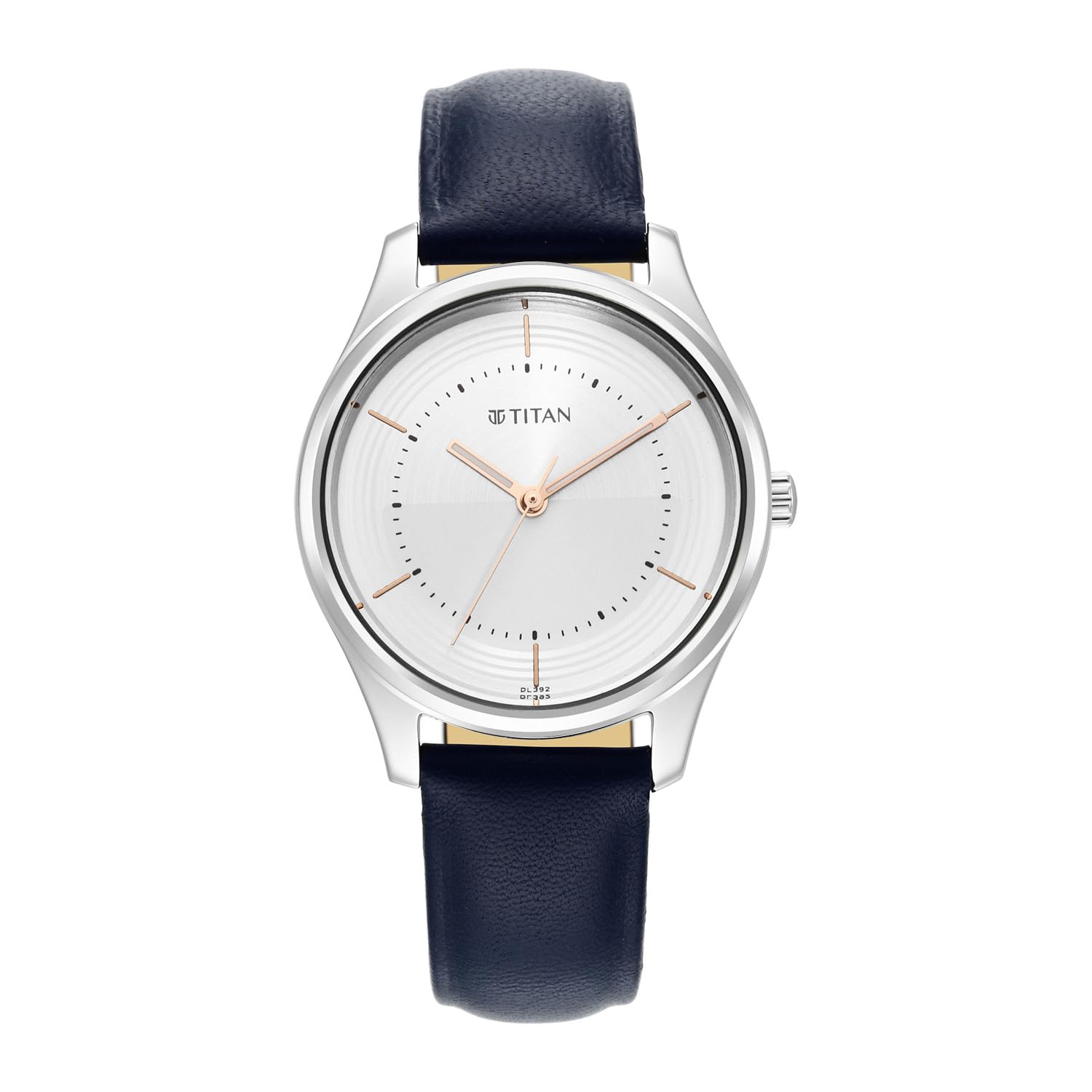 Plain 3 Hands Work Wear Silver White Round Dial Blue Ceramic Leather Strap Womens Watch - NR2639SL07-image-38