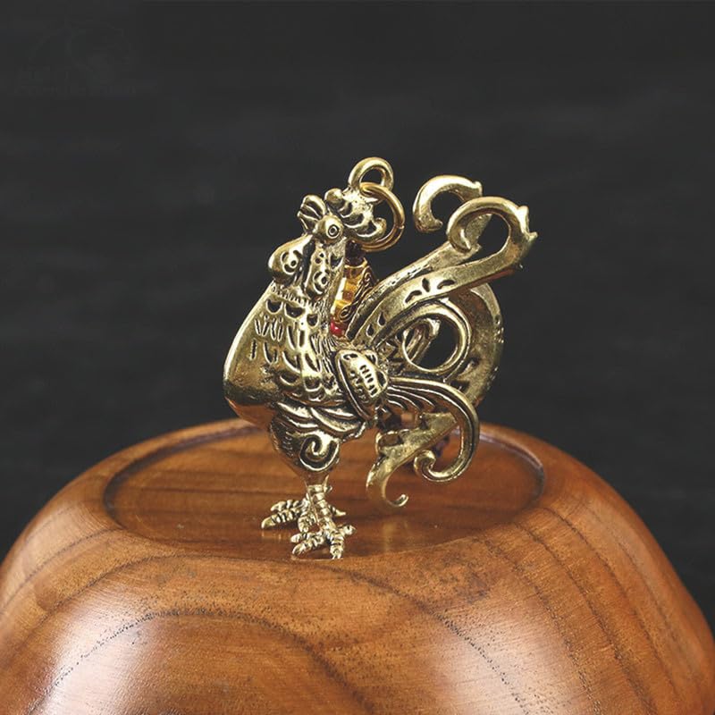 Estatua de gallo en cobre decorativa de escritorio miniatura 7