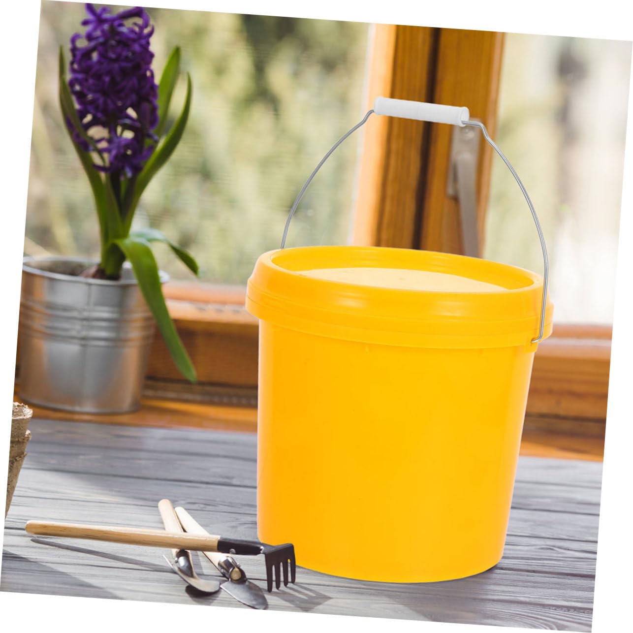 Secchio Ermetico Multifunzionale in Plastica Pp da 5l con Coperchio Antigoccia e Manico, Contenitore Rotondo Spesso per Uso Domestico e Stoccaggio Sicuro