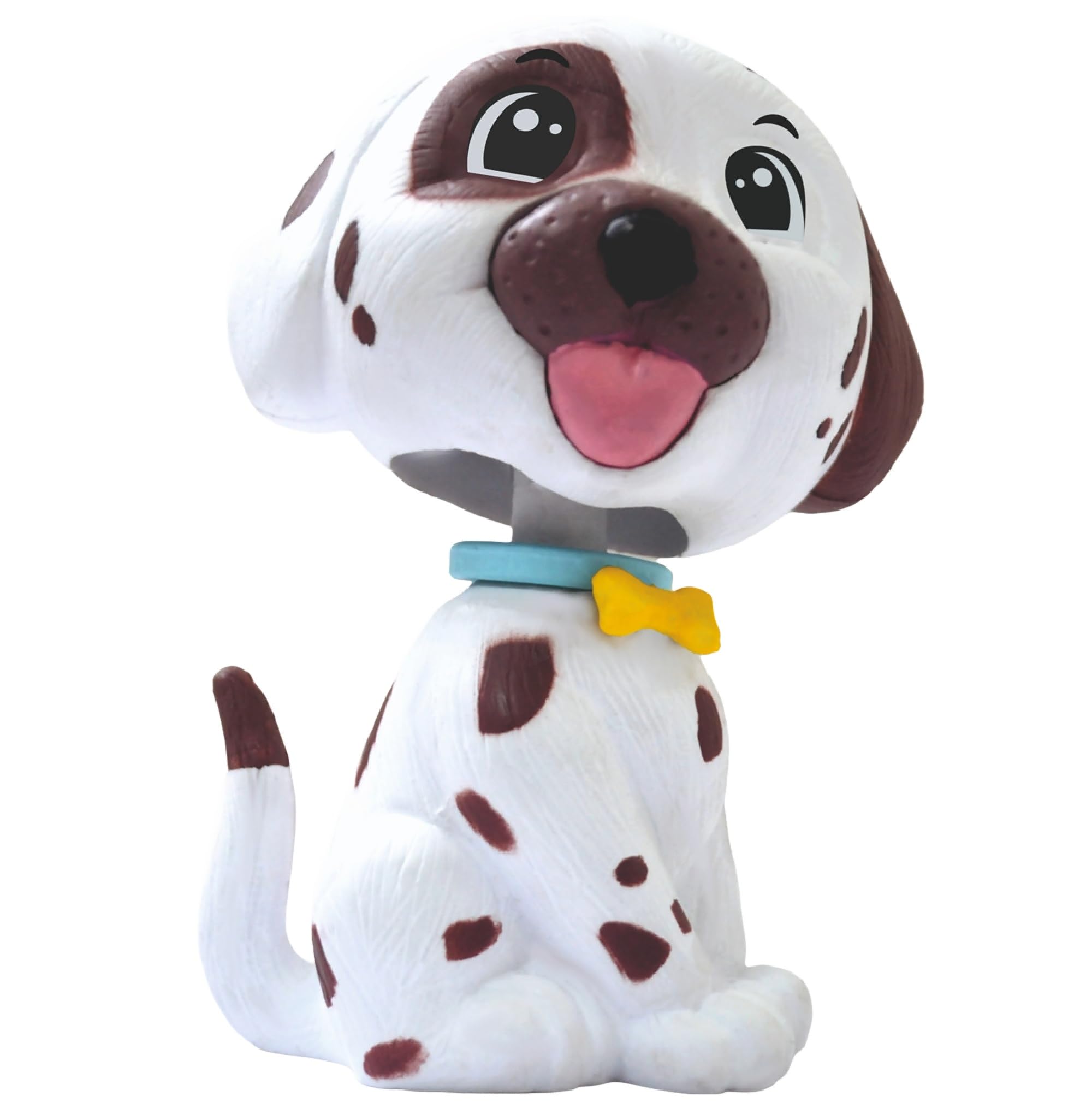 AUGEN Simpatico cane bianco marrone Bobblehead per cruscotto auto, scrivania da ufficio e tavolo da studio (confezione da 1)