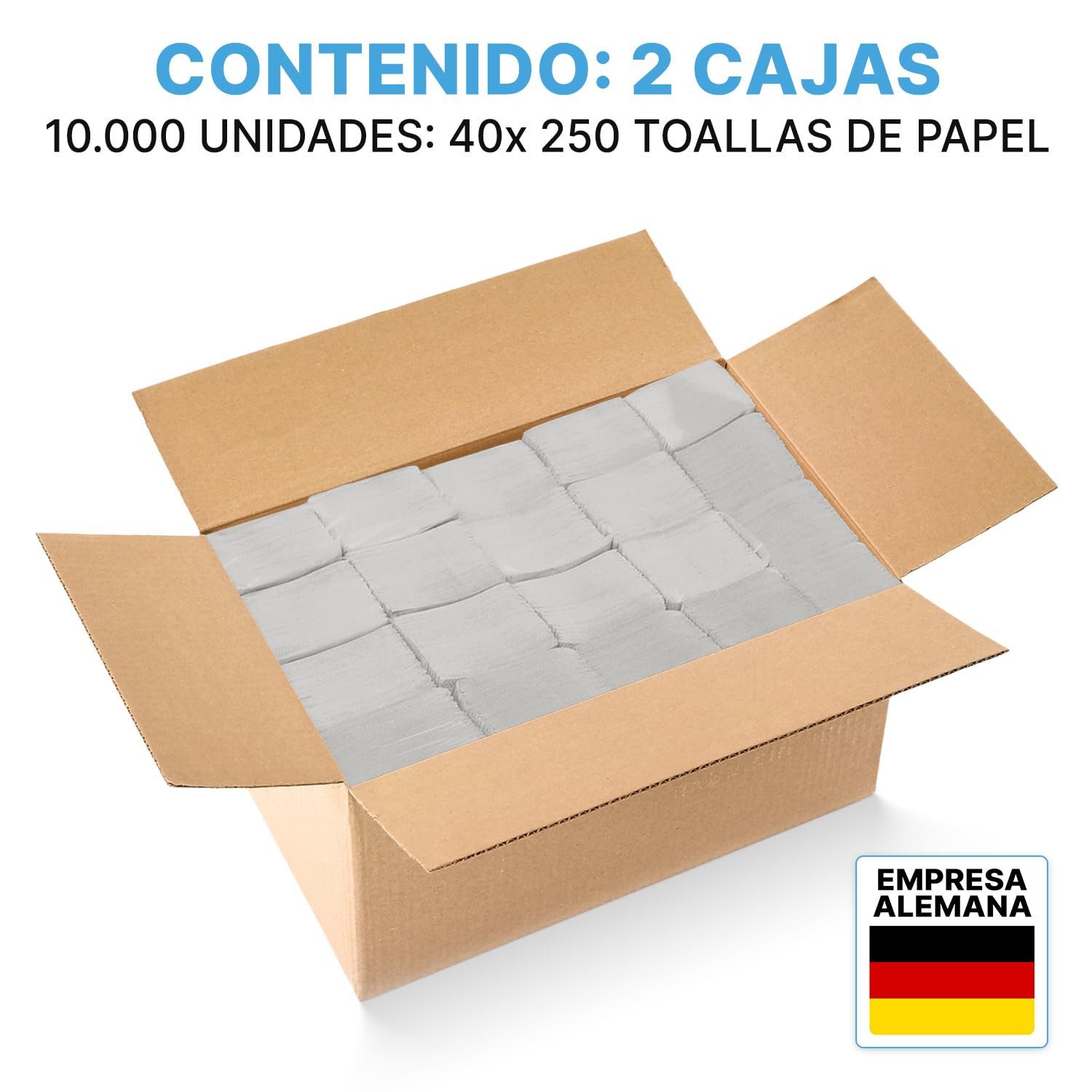 ARNOMED papel secamanos 10.000 uds, toallas secamanos de 1 capa con pliegue en V, 25x23cm de cocina, papel manos baño natural, 20x250, toallas para manos para dispensador