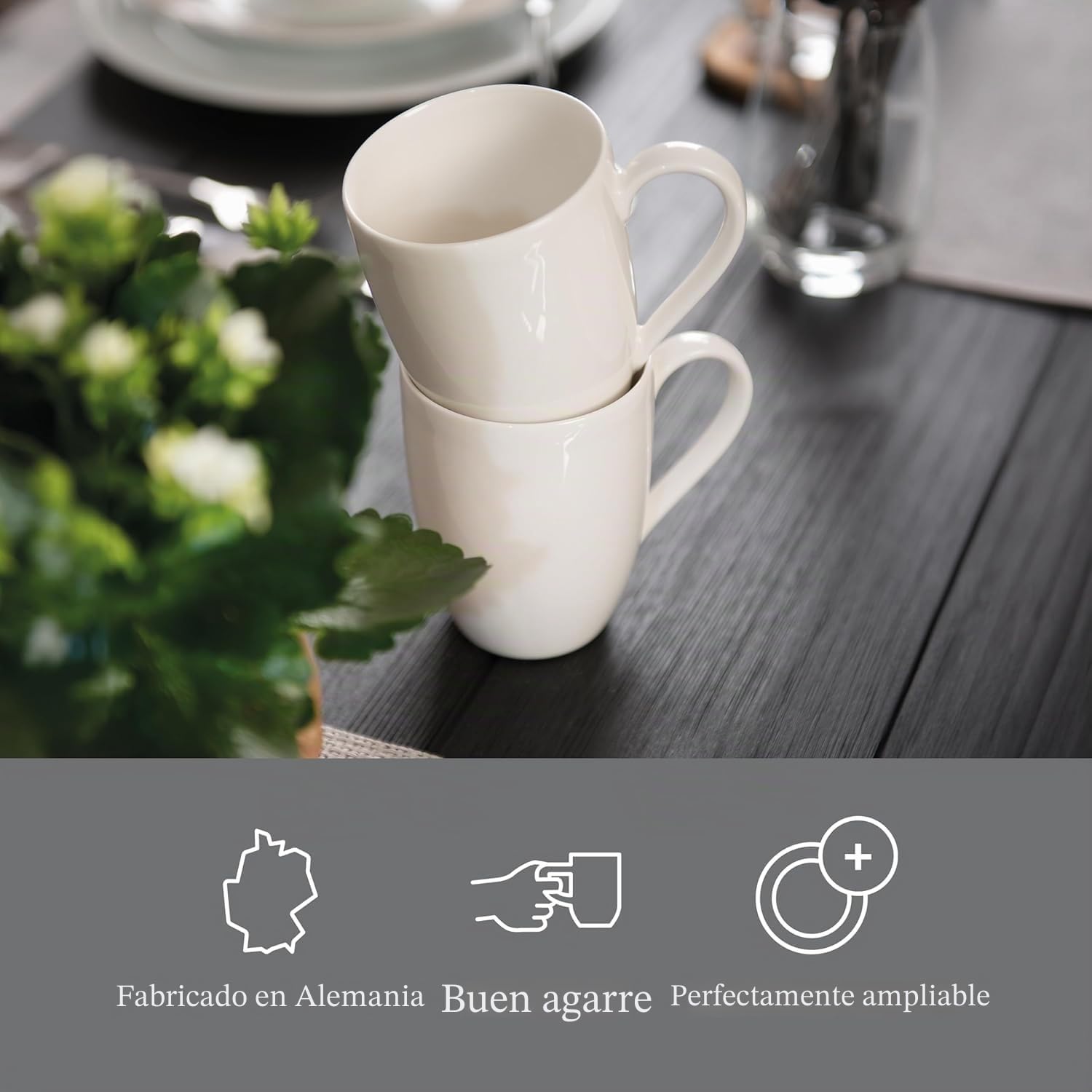 vivo by Villeroy & Boch Group Basic White Taza de café, Set de 6 piezas, 300 ml, Porcelana Premium, Blanco