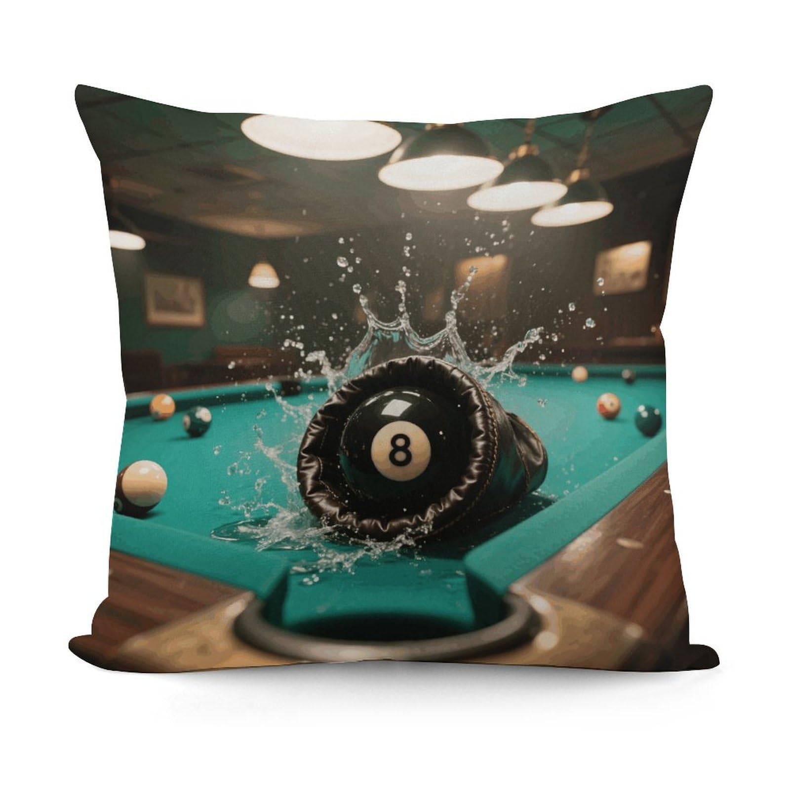 VstaDank Black Billiard Pillow Cover with Invisible Zipper Square Throw Pillowcase Plush Couch Sofa Pillow Case 18x18 Inch Decorative Throw Cushion Covers for Sofa Living Pillowcover