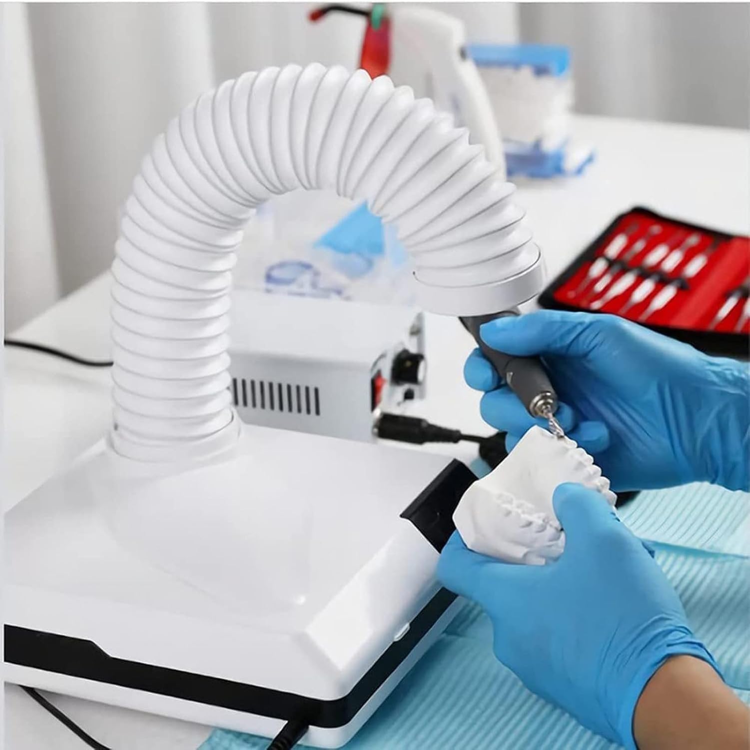 Aspiradora dental, colector de polvo de mesa con 3 LED de succión fuerte, removedor de polvo portátil para laboratorios dentales, solución de limpieza eficiente