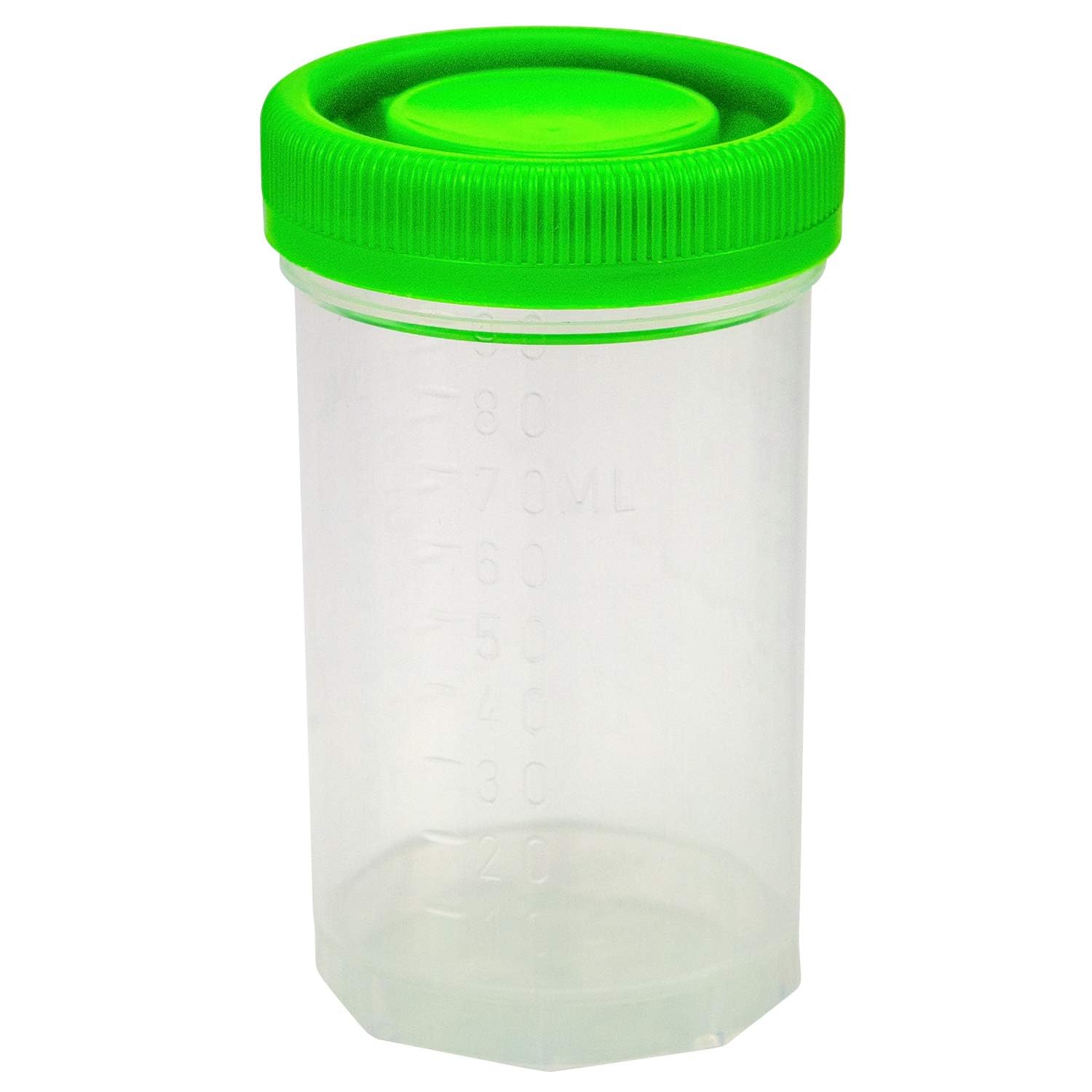 Caplugs Evergreen 240-5614-030 Specimen Containers SLSC Series, 120mL/4oz, 60.7mm (D) x 73mm (H), Polypropylene with Natural Cap, Leak Resistant Closure, Storage, Labware, (Pack of 100)